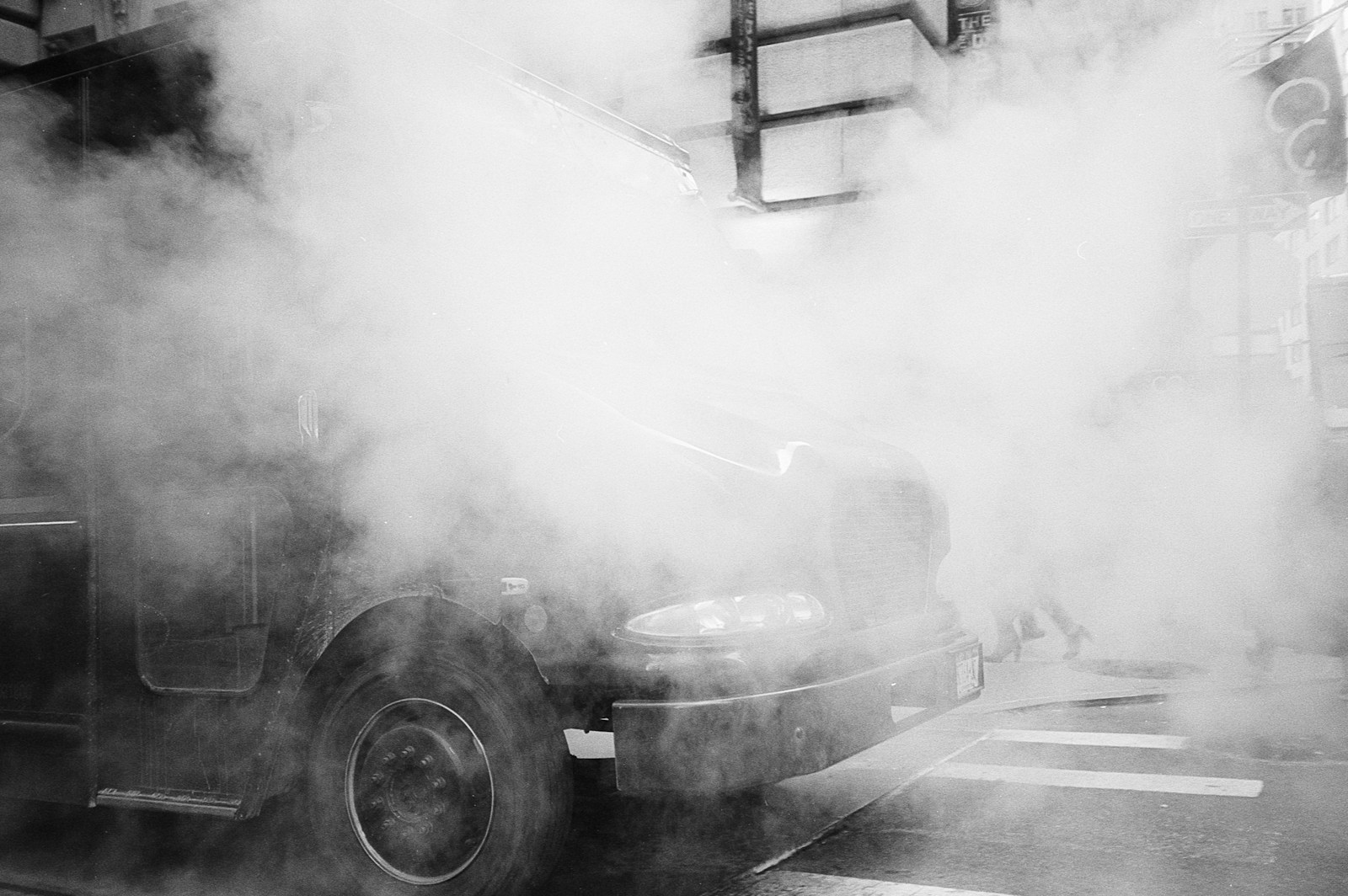 grayscale photo of classic vehicle